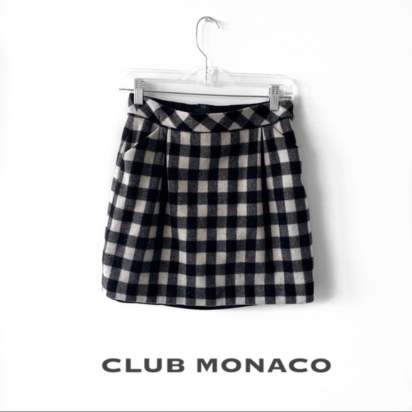 CLUB MONACO // Plaid Wool-like Skirt - Picture 1 of 6